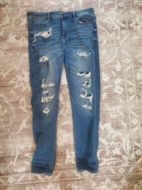 American Eagle Outfitters Distressed Blue Skinny Jeans